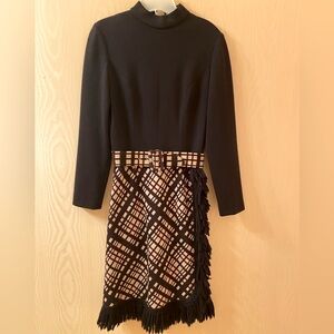 Vintage (10) Gino Paoli 1960s Black, Red and Cream Plaid Dress with Fringe
